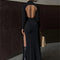 Black Backless Slim Long Dress for Women High Split Fashion Long Sleeve Patchwork Party Dress Ladies Elegant Maxi Dress