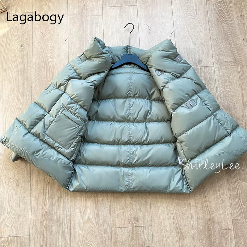 2024 Winter Women Short Parkas 90% White Duck down Coat Warm Soft Ultra Light Puffer Jackets Female Hooded Snow Outwear